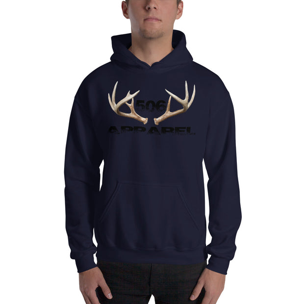 Hooded Sweatshirt - 3D Antlers - Black - 506 Apparel