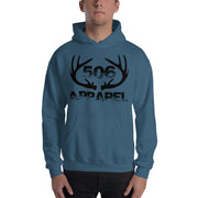 Hooded Sweatshirt - Flat Antlers - Black - 506 Apparel