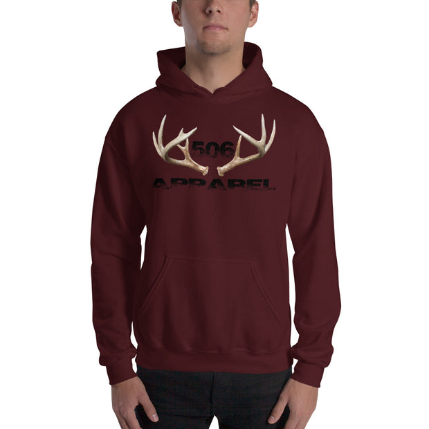 Hooded Sweatshirt - 3D Antlers - Black - 506 Apparel