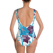 One-Piece Swimsuit - Blue Floral - 506 Apparel
