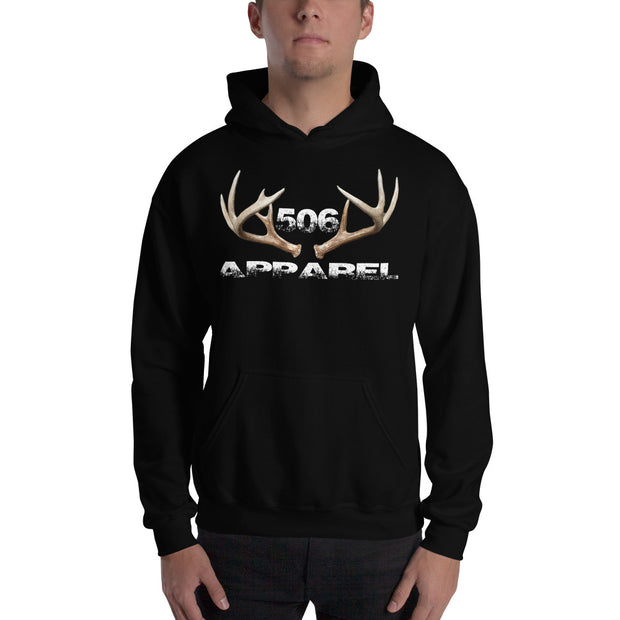 Hooded Sweatshirt - 3D Antlers - White - 506 Apparel