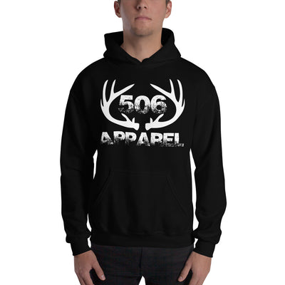Hooded Sweatshirt - Flat Antlers - White - 506 Apparel