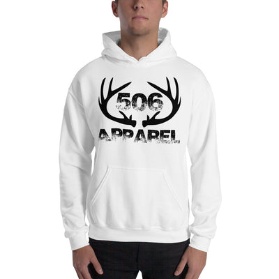 Hooded Sweatshirt - Flat Antlers - Black - 506 Apparel