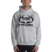 Hooded Sweatshirt - Flat Antlers - Black - 506 Apparel