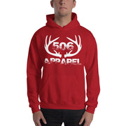 Hooded Sweatshirt - Flat Antlers - White - 506 Apparel