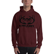 Hooded Sweatshirt - Flat Antlers - Black - 506 Apparel
