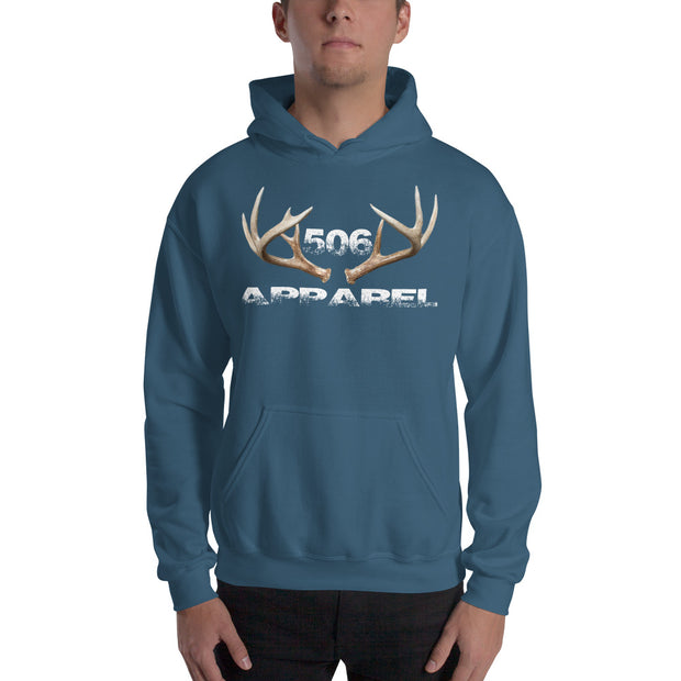 Hooded Sweatshirt - 3D Antlers - White - 506 Apparel