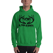 Hooded Sweatshirt - Flat Antlers - Black - 506 Apparel