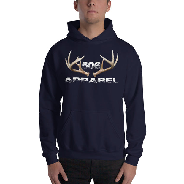 Hooded Sweatshirt - 3D Antlers - White - 506 Apparel