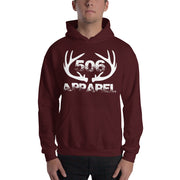 Hooded Sweatshirt - Flat Antlers - White - 506 Apparel