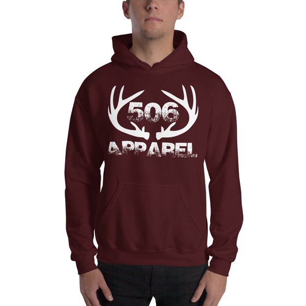 Hooded Sweatshirt - Flat Antlers - White - 506 Apparel