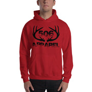 Hooded Sweatshirt - Flat Antlers - Black - 506 Apparel