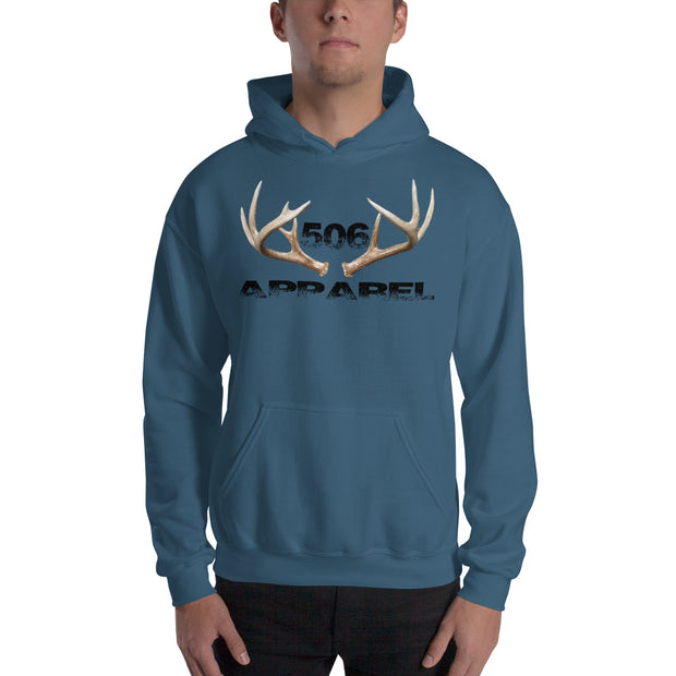 Hooded Sweatshirt - 3D Antlers - Black - 506 Apparel