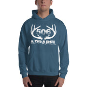 Hooded Sweatshirt - Flat Antlers - White - 506 Apparel