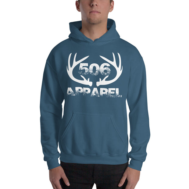 Hooded Sweatshirt - Flat Antlers - White - 506 Apparel