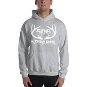 Hooded Sweatshirt - Flat Antlers - White - 506 Apparel