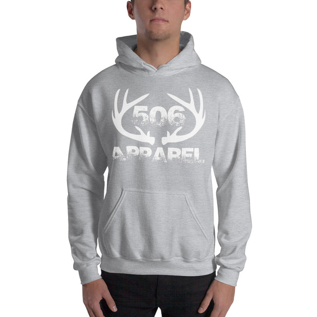 Hooded Sweatshirt - Flat Antlers - White - 506 Apparel