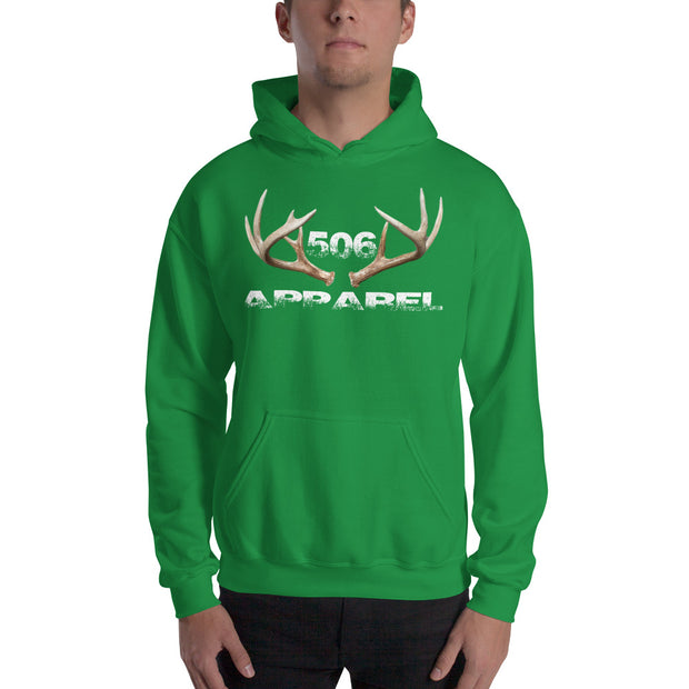 Hooded Sweatshirt - 3D Antlers - White - 506 Apparel
