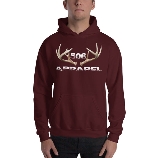 Hooded Sweatshirt - 3D Antlers - White - 506 Apparel