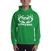 Hooded Sweatshirt - Flat Antlers - White - 506 Apparel