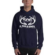 Hooded Sweatshirt - Flat Antlers - White - 506 Apparel