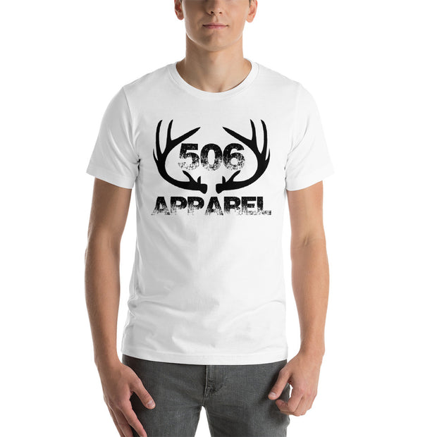 Short-Sleeve Unisex T-Shirt - Flat Antlers - Black - 506 Apparel